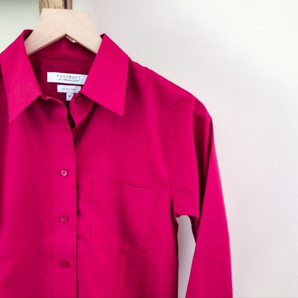 Foxcroft By Appleseed Fuchsia Pink Button-Up Shirt (Size 6P) - Picture 2 of 5